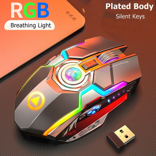 Kabellose RGB Gaming-Maus mit Akku und Stummschaltung