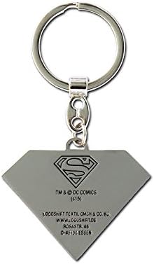 Logoshirt Superman Schlüsselanhänger aus verchromtem Metall – DC Comics Logo Schlüsselring/Keychain, ca. 5 x 4 cm, rot/gelb – Original lizenziertes Fan-Merchandise