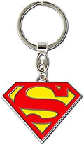 Logoshirt Superman Schlüsselanhänger aus verchromtem Metall – DC Comics Logo Schlüsselring/Keychain, ca. 5 x 4 cm, rot/gelb – Original lizenziertes Fan-Merchandise