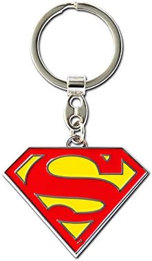 Logoshirt Superman Schlüsselanhänger aus verchromtem Metall – DC Comics Logo Schlüsselring/Keychain, ca. 5 x 4 cm, rot/gelb – Original lizenziertes Fan-Merchandise