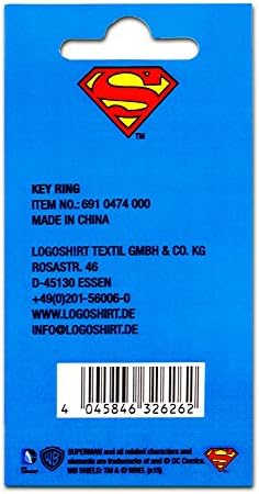 Logoshirt Superman Schlüsselanhänger aus verchromtem Metall – DC Comics Logo Schlüsselring/Keychain, ca. 5 x 4 cm, rot/gelb – Original lizenziertes Fan-Merchandise