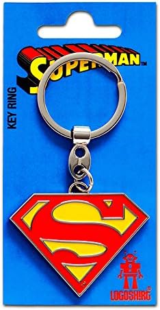 Logoshirt Superman Schlüsselanhänger aus verchromtem Metall – DC Comics Logo Schlüsselring/Keychain, ca. 5 x 4 cm, rot/gelb – Original lizenziertes Fan-Merchandise