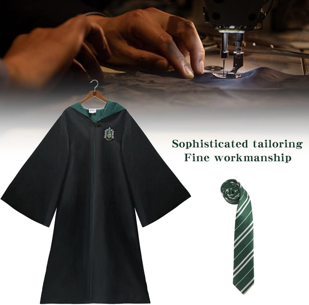 Magier Robe,Magier Uniform,mit Umhang und Krawatte,für Karneval,Halloween,Harry Potter cosplay kostüm (M, grün)