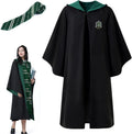 Magier Robe,Magier Uniform,mit Umhang und Krawatte,für Karneval,Halloween,Harry Potter cosplay kostüm (M, grün)