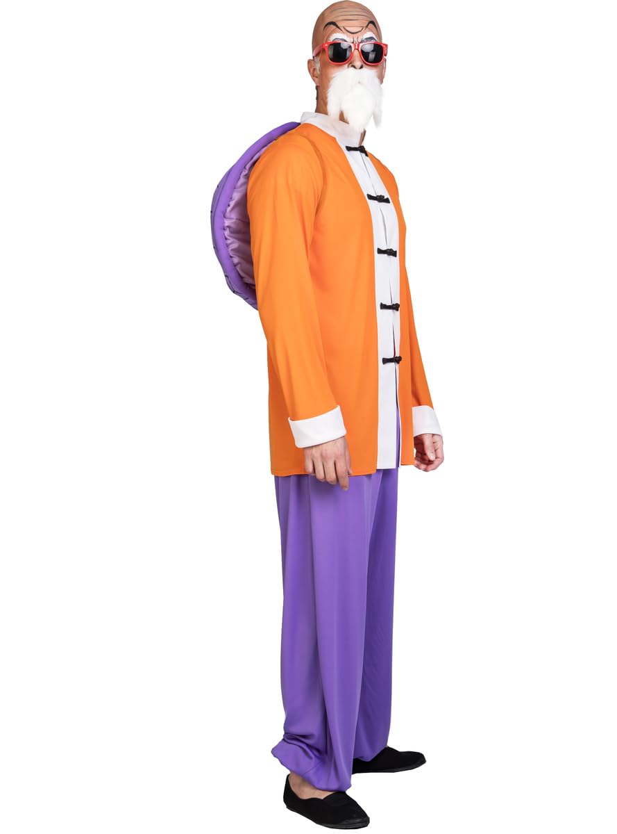 Funidelia Offizielles Meister Roshi Kostüm - Dragon Ball für Herren, Hose, Jacke, Rucksack, Schnurrbart mit Bart, Brille und Glatze - Outfit für Erwachsene für Partys, Karneval und Halloween