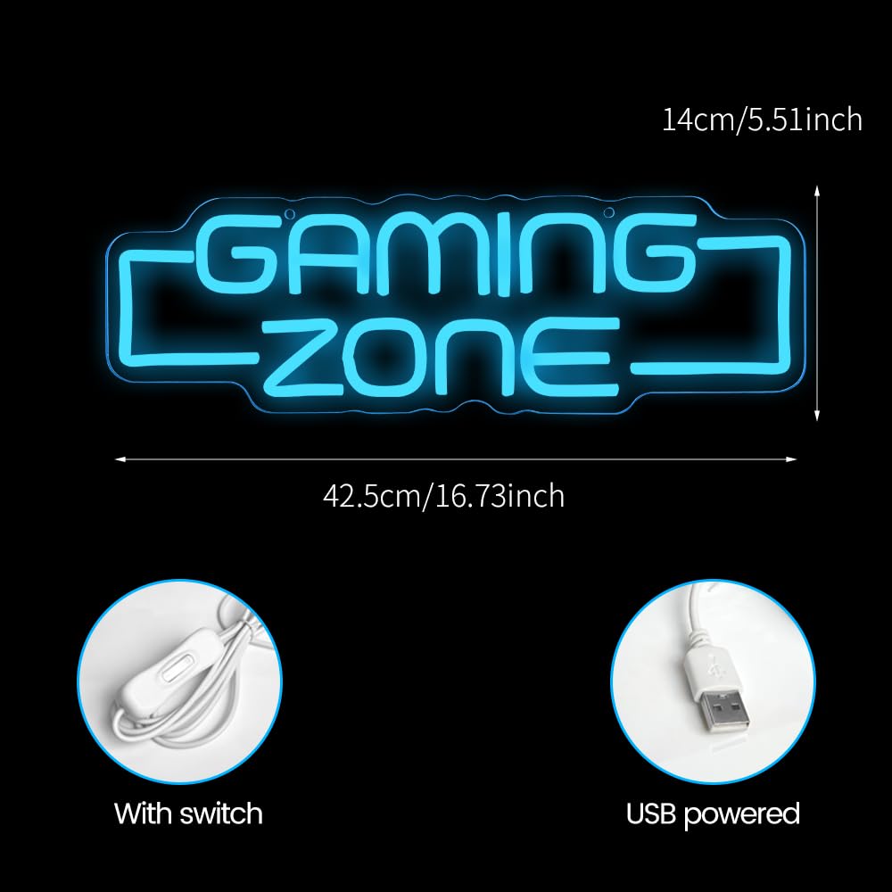 Gaming-Zone Neonschild, Spielplatz für Jugendliche, Neonschild, Dekoration für Spielzimmer, LED, Neon, Spiel, Geschenk für Jungen und Kinder