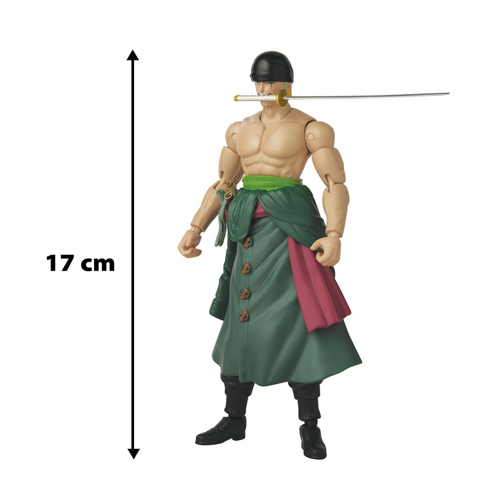 BANDAI – Anime Heroes – One Piece Figur – Lorenor Zorro 17 cm Three Sword Style – Offizielle Lizenz One Piece – Bewegliche Manga Figur Zorro 3 Schwerter – Spielzeug für Kinder ab 4 Jahren – 37052