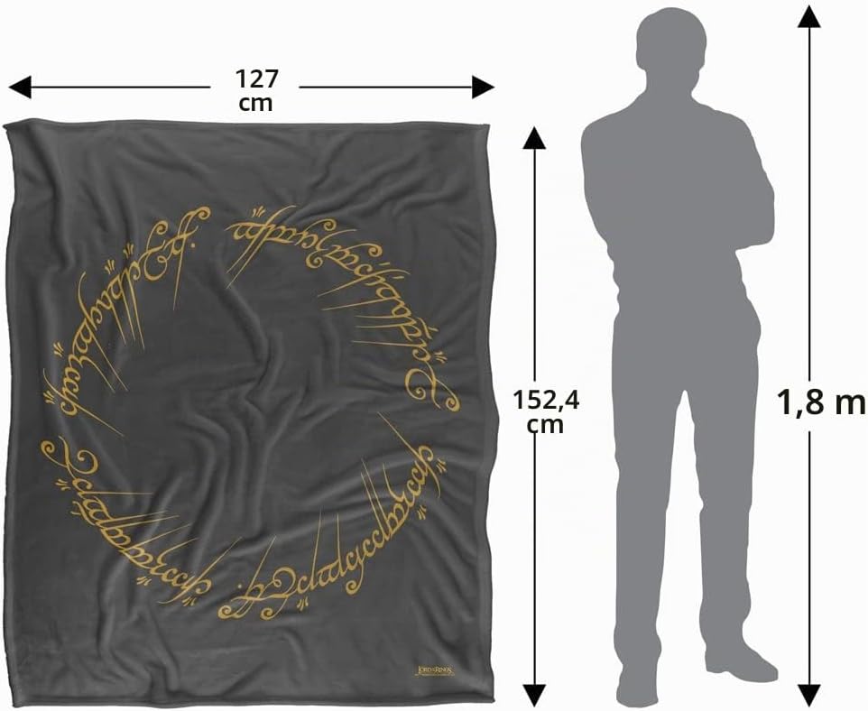 LOGOVISION Lord of THE RINGSOptimalweiche Kuscheldecke mit dem Logo Herr der Ringe, seidig, 152 x 127 cm