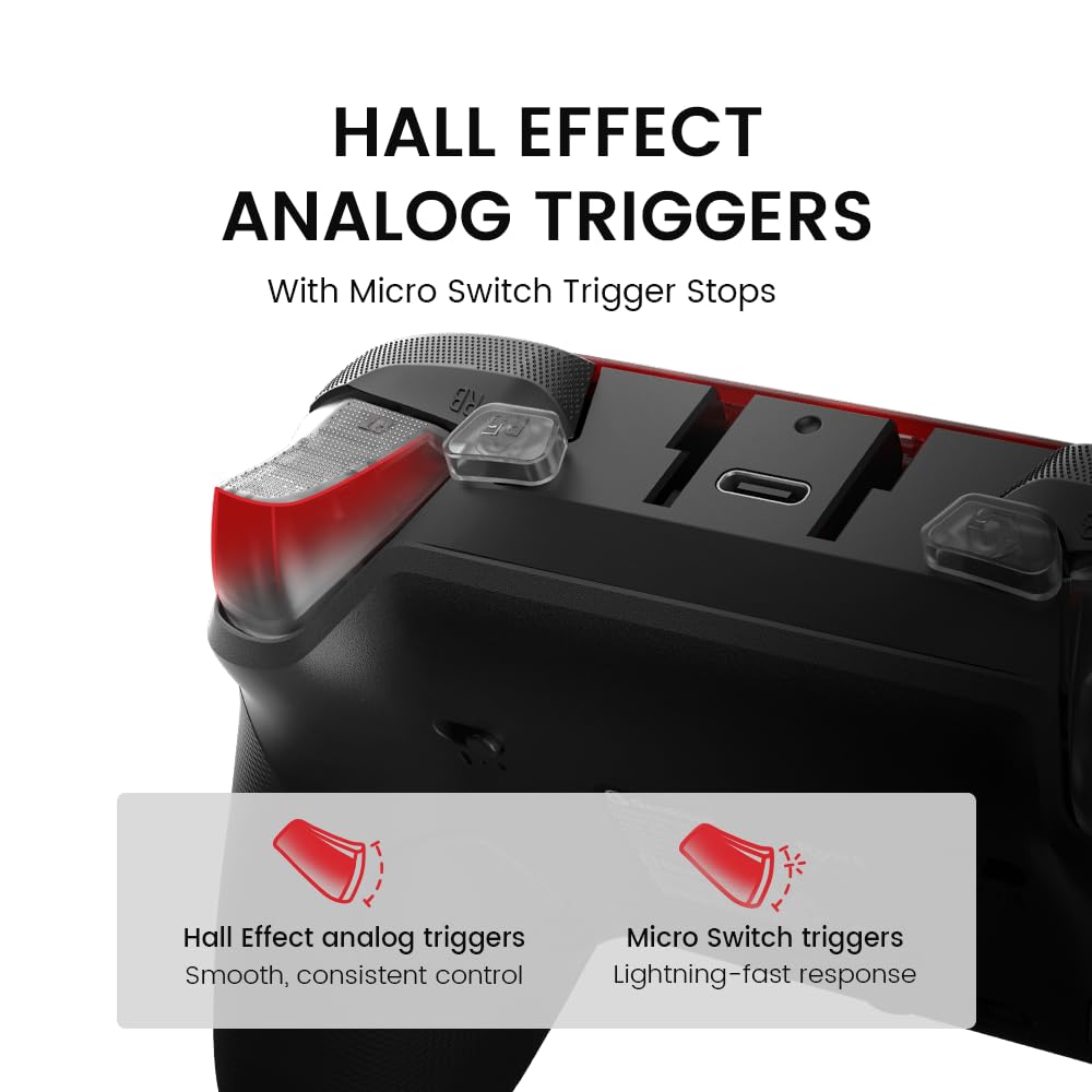 GameSir G7 Pro 1000Hz Controller mit Ladestation für Xbox Series X|S, Xbox One, Windows 10/11 & Android – TMR Joysticks, verstellbare Trigger & 4 programmierbare Tasten – Shadow Ember