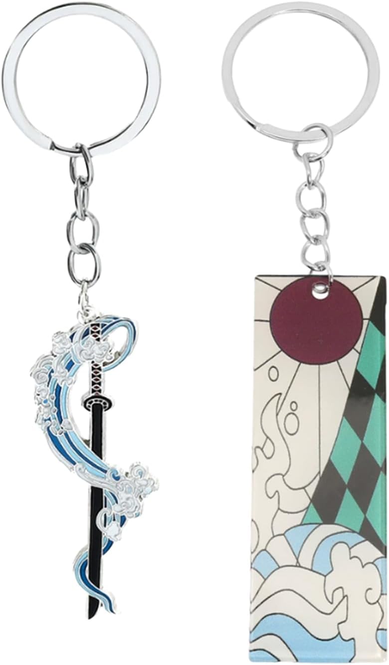 AHEJIOO 2 Stück Demon Slayer Schlüsselanhänger, Demon Hunter Katana, Anime Schlüsselanhänger Personalisiert Deamon Slayer, Geeignet Für Kleidung, Taschen, Key chain Als Dekoration Oder Als Geschenk