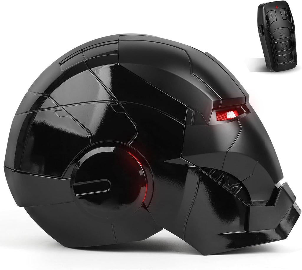 Iron Hero MK 5 Black Edition Sammlerhelm für Herren 1:1 mit Stimme, Touch und Fernbedienung, LED-Augen und realistischen Soundeffekten, Cosplay-Geschenk und Display für Erwachsene und Jugendliche