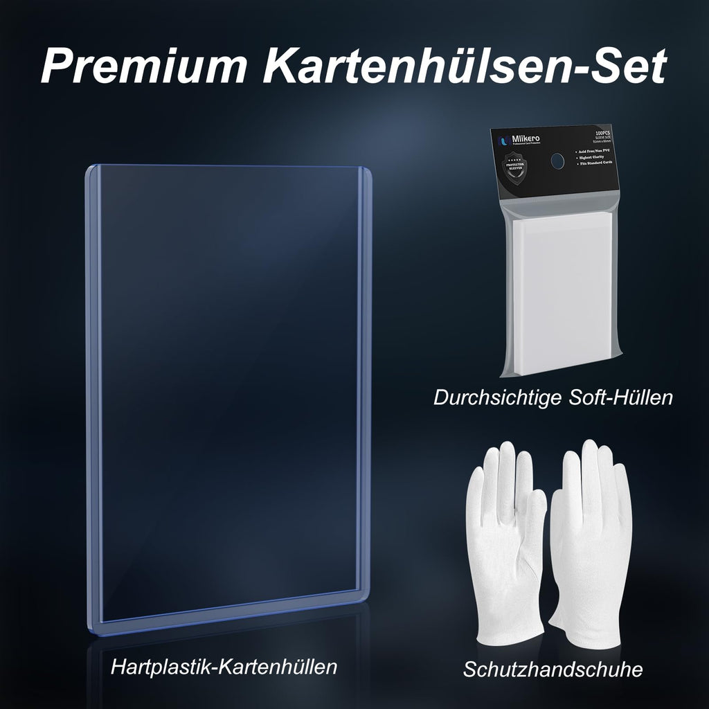 Mlikero 400 Stück Karten Hüllen, 3"X4" Hartkartenhüllen, Sammelkartenhüllen passend für MTG, Sammelkarten, Sportkarten (200 Hartkartenhüllen + 200 Transparente Kartenhüllen)