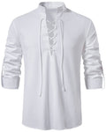 LUYANA Leinenhemd Herren Langarm Freizeithemd Ghillie Kilt Shirt