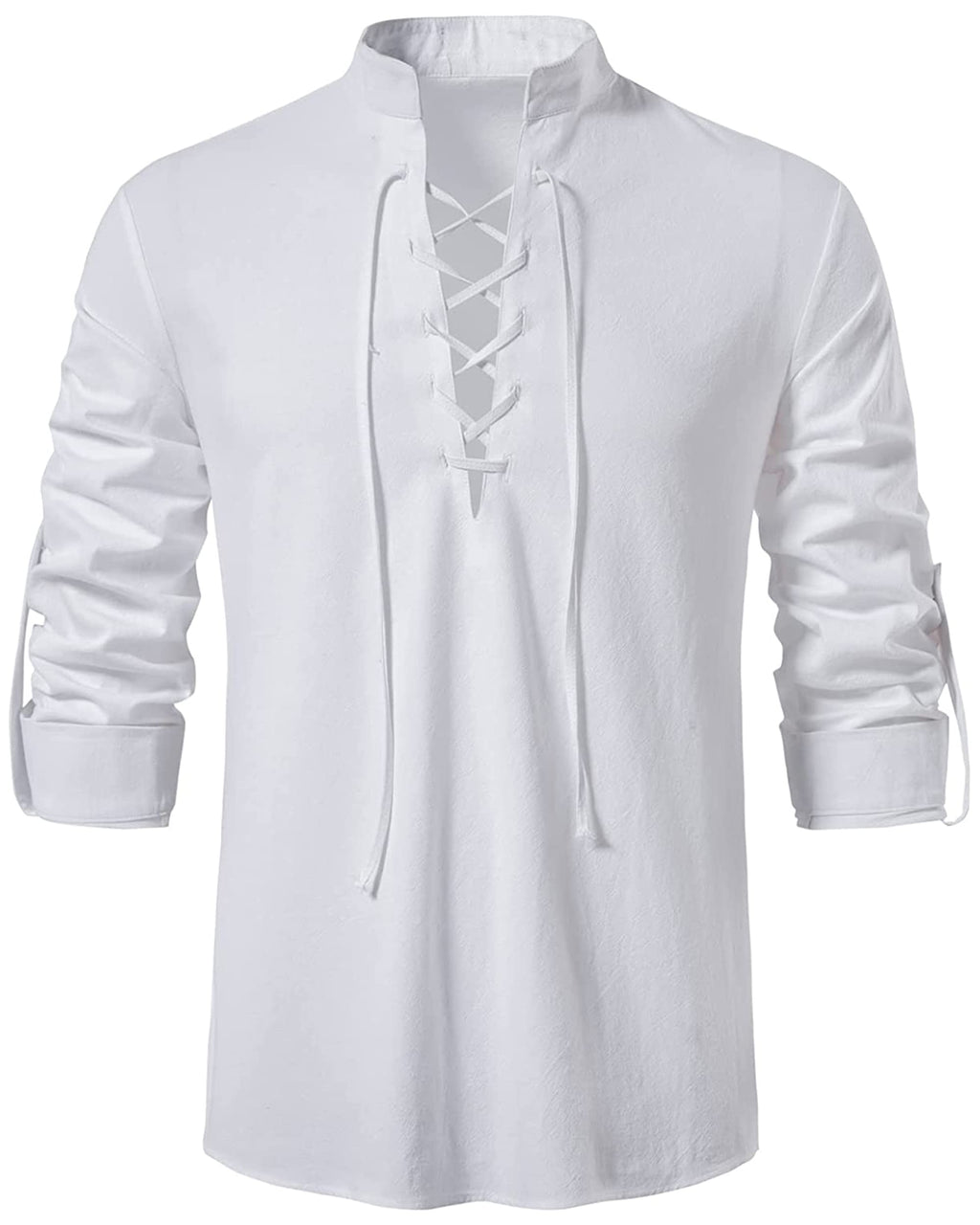 LUYANA Leinenhemd Herren Langarm Freizeithemd Ghillie Kilt Shirt