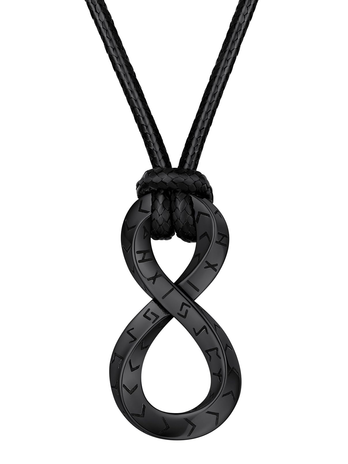FaithHeart Lederkette Herren Damen Leder Halskette Männer Kette mit Runen Anhänger Edelstahl Lederband mit Mobius Rund/Dreieck/Unendlichkeit Kunstleder Lederhalsband verstellbar Wikinger Schmuck