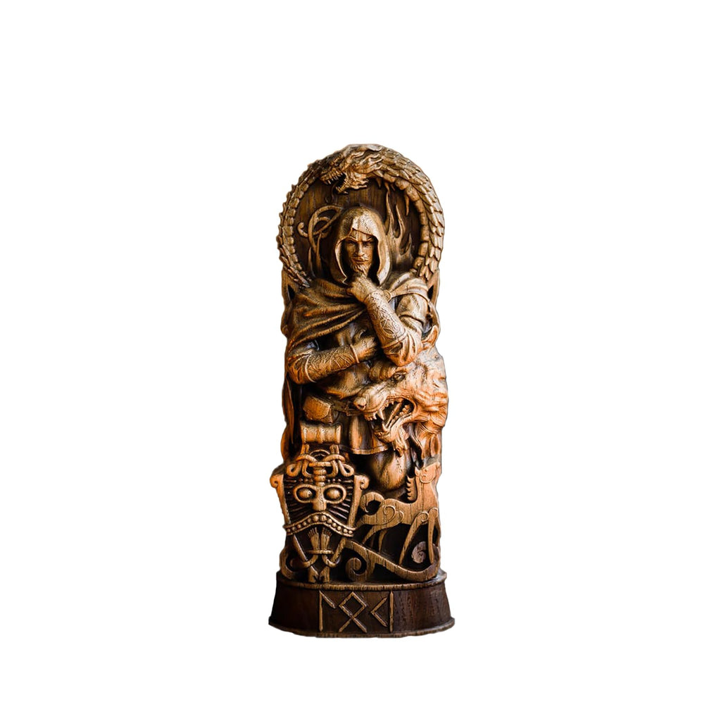 Nordischer Gott Harz Statue, Harz Griechischer Gott Skulptur,22 X 9 cm Nordische Götter Wikinger Deko Statue, für Zuhause Weinschrank Regal Bücherregal (Odin)