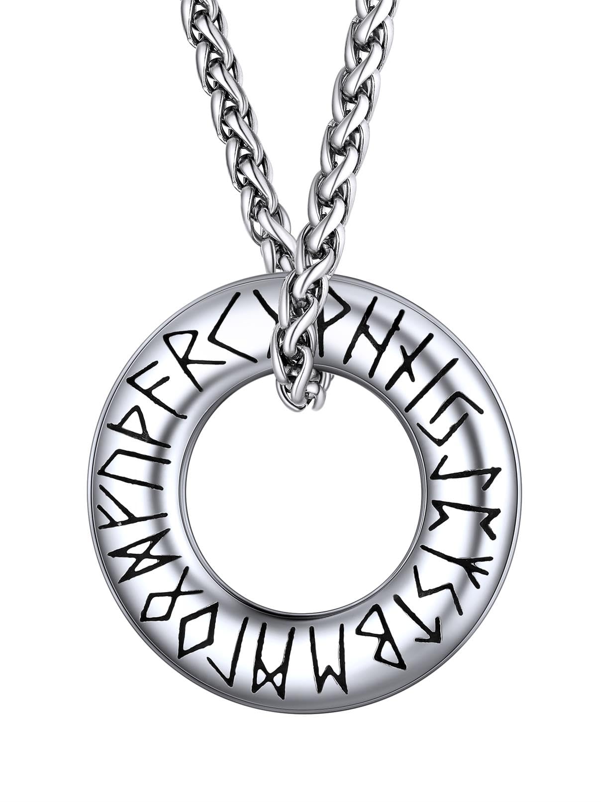FaithHeart Lederkette Herren Damen Leder Halskette Männer Kette mit Runen Anhänger Edelstahl Lederband mit Mobius Rund/Dreieck/Unendlichkeit Kunstleder Lederhalsband verstellbar Wikinger Schmuck