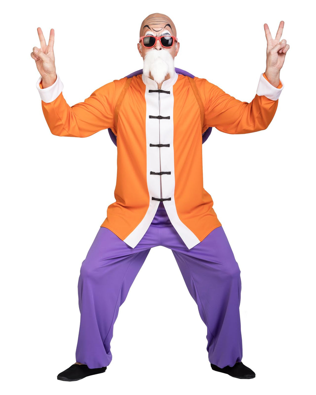 Funidelia Offizielles Meister Roshi Kostüm - Dragon Ball für Herren, Hose, Jacke, Rucksack, Schnurrbart mit Bart, Brille und Glatze - Outfit für Erwachsene für Partys, Karneval und Halloween