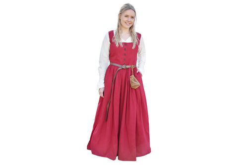 Battle-Merchant - Ärmelloses Mittelalter Kleid Lene für Damen - mit Taschen - Trägerkleid Bauernkleid Überkleid Mieder - Baumwolle