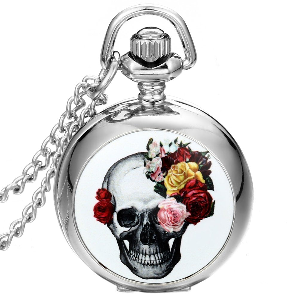 JewelryWe Taschenuhr Herren Damen Vintage: Retro Analog Quarz Kettenuhr Uhr Umhängeuhr mit Halskette Kette Pocket Watch Bronze Unisex Geschenk