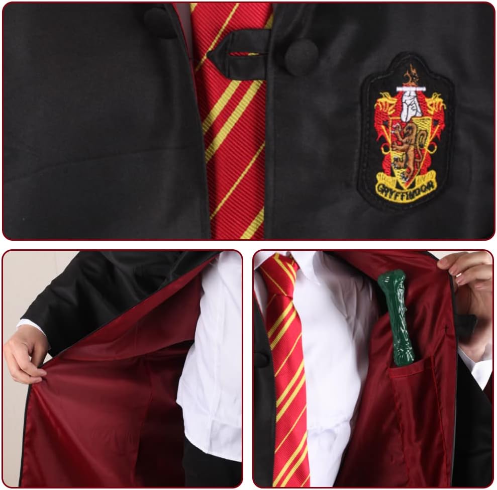 Magier Robe,Magier Uniform,mit Umhang und Krawatte,für Karneval,Halloween,Harry Potter cosplay kostüm (M, grün)