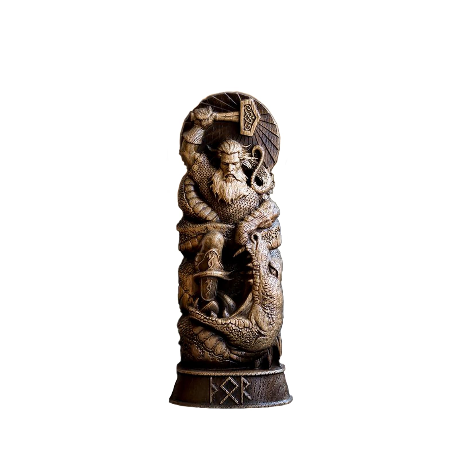 Nordischer Gott Harz Statue, Harz Griechischer Gott Skulptur,22 X 9 cm Nordische Götter Wikinger Deko Statue, für Zuhause Weinschrank Regal Bücherregal (Odin)