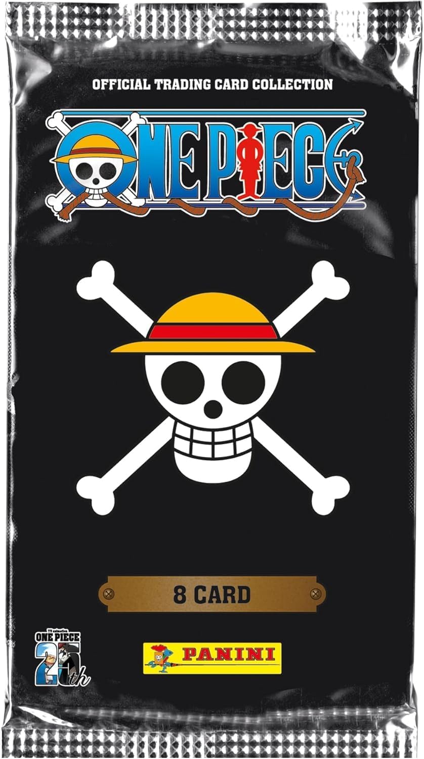 Panini One Piece 10 Booster Packs 25th Anniversary Trading Cards Flowpacks 80 Karten NEU und BB-Toy-Trades Toploader