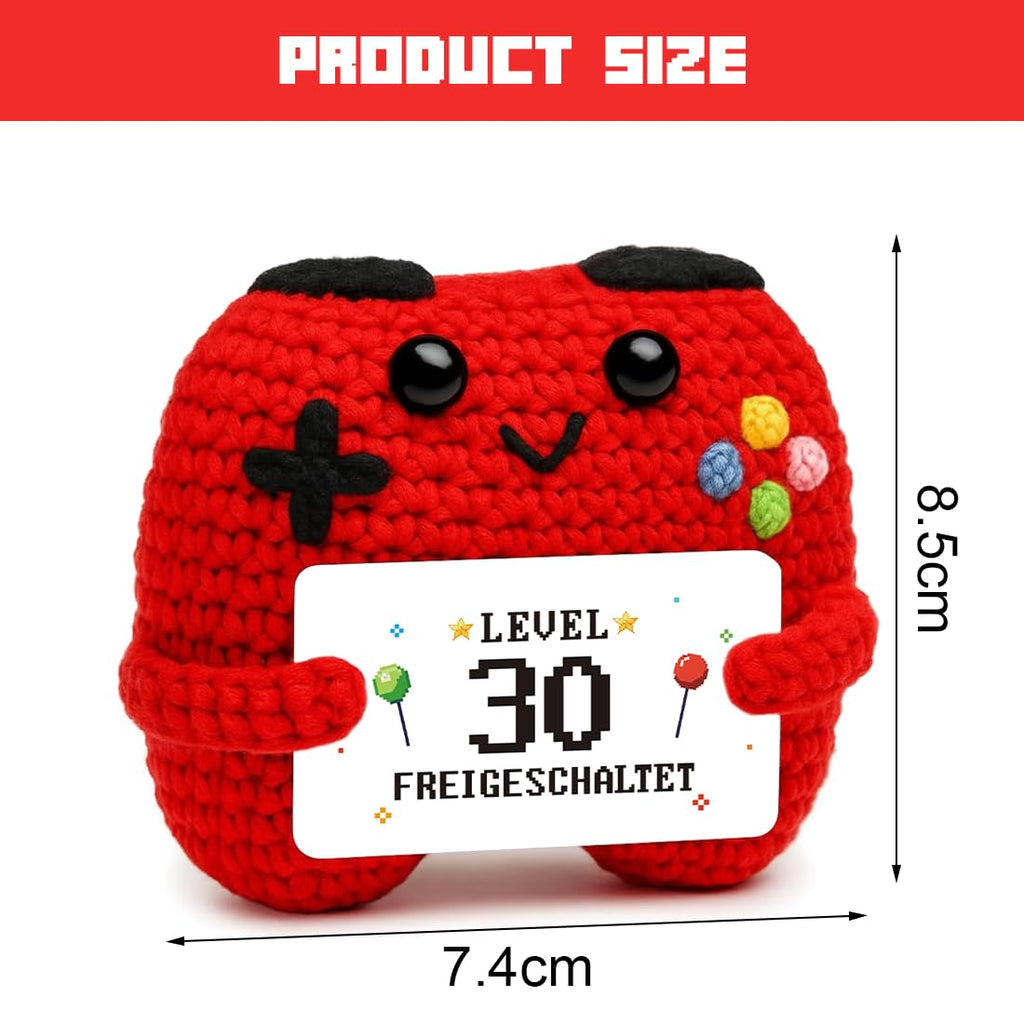 HUKUMA Gehäkelter Gamecontroller, EIN Gamer altert Nicht er levelt, Geschenk zum Geburtstag für Zocker, Pocket Hug Positive Plüsch,Lustige Kleines Geburtstagsgeschenk für Jungen, Nerds und Mädchen