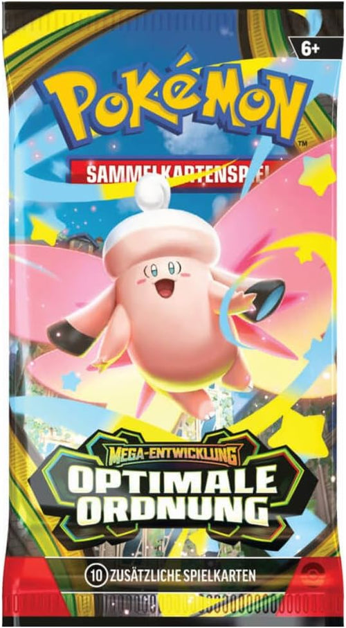 1x Pokémon ME03 Booster – Mega-Entwicklung: Optimale Ordnung Deutsch, Sammelkarten Booster Pack, Original Versiegelt +Heartglobal Versandschutz