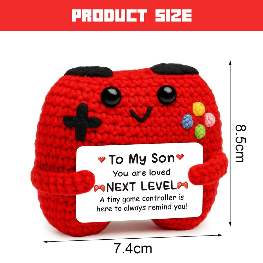 HUKUMA Gehäkelter Gamecontroller, EIN Gamer altert Nicht er levelt, Geschenk zum Geburtstag für Zocker, Pocket Hug Positive Plüsch,Lustige Kleines Geburtstagsgeschenk für Jungen, Nerds und Mädchen