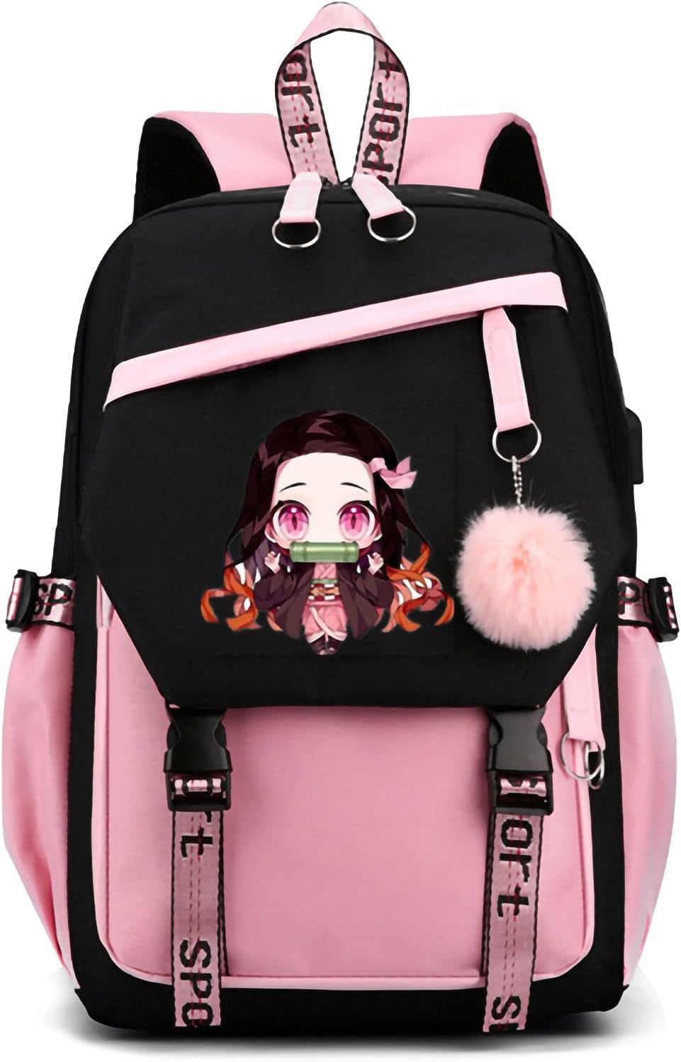 Demon Rucksack, Anime Rucksack, Kawaii Schultasche, Kids Backpack Girl, Wasserabweisend mit Verstellbare Träger 17inch