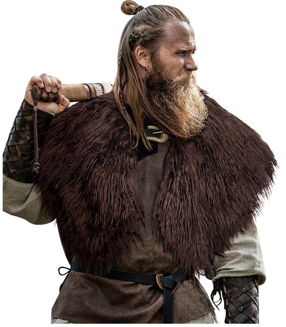 keland Viking Kunstfell Kragen für Männer Schal Capelet Wrap Kostüm Accessoire