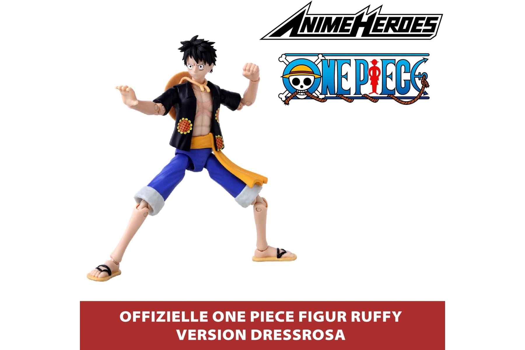 BANDAI – Anime Heroes – One Piece Figur – Lorenor Zorro 17 cm Three Sword Style – Offizielle Lizenz One Piece – Bewegliche Manga Figur Zorro 3 Schwerter – Spielzeug für Kinder ab 4 Jahren – 37052