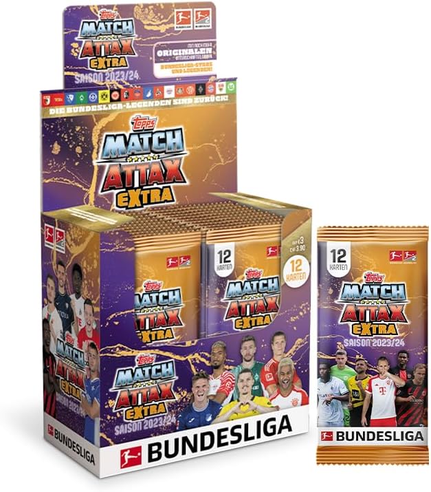 Topps Bundesliga Match Attax Extra 2024 - Display Box - 24 Päckchen pro Box (288 Bundesliga Match Attax Extra Karten).