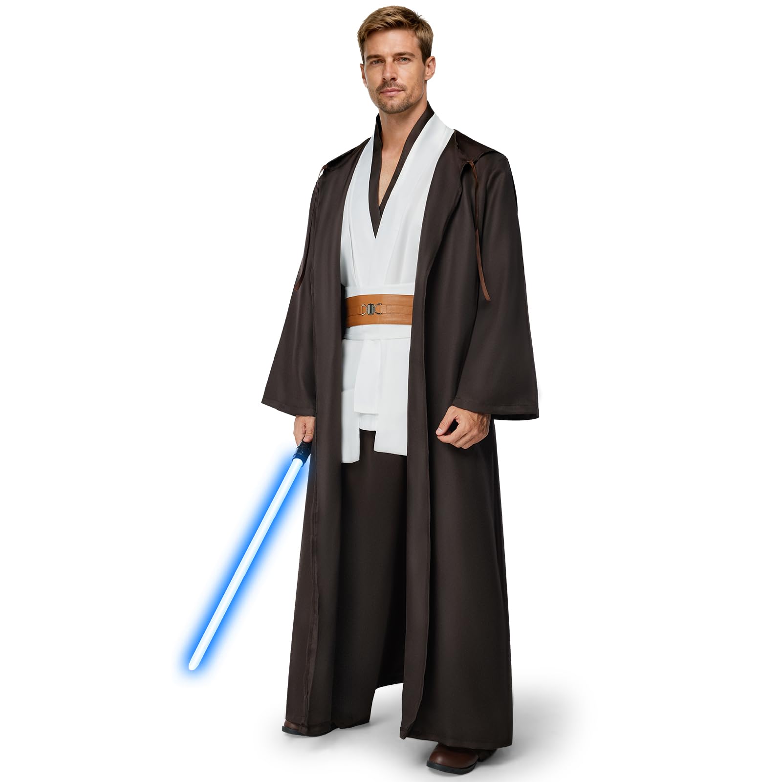 jedi-Kostüm Herren, jedi-Robe Herren Set jedis-Outfit Erwachsene jedis-Kleidung Erwachsene mit Blau Lightsaber, Kapuzenumhang und Mittelalter Tunika für Halloween, Karneval