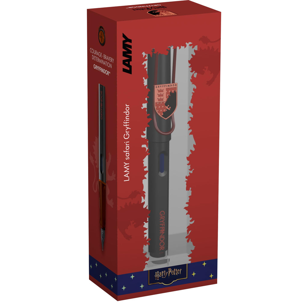 Lamy safari Harry Potter Gryffindor™ Füller – Special Edition Füllhalter mit Wappen des Hauses - Stahlfeder in Strichbreite M – mit ergonomischen Griff – inkl. Tintenpatrone T10 blau – Rechtshänder