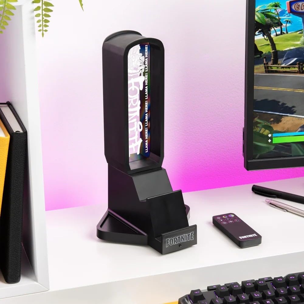 Fortnite 3-in-1 Kopfhörerständer und Technik-Ladestation mit Konsolen-Controller-Halterung und 2 USB-C-Ports, RGB-Farbwechsel-Lichtpanel, offiziell Lizenziertes Geschenk für Gamer | Paladone ...
