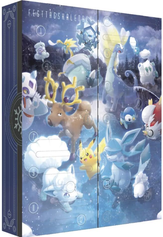 Pokemon Adventskalender Sammelkartenspiel Booster, Promos und Zubehör (DE) – 25-Türchen Festtagskalender mit Karten, Booster-Packs & Zubehör