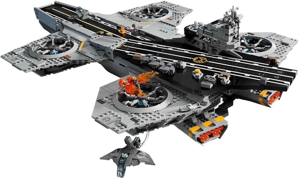 LEGO ǀ Marvel S.H.I.E.L.D.-Helicarrier - Flugzeugträger Modellbau für Erwachsene - 6 Minifiguren inkl. Captain America & Nick Fury - DIY Regaldeko - Avengers Geschenk für Fans - 76354