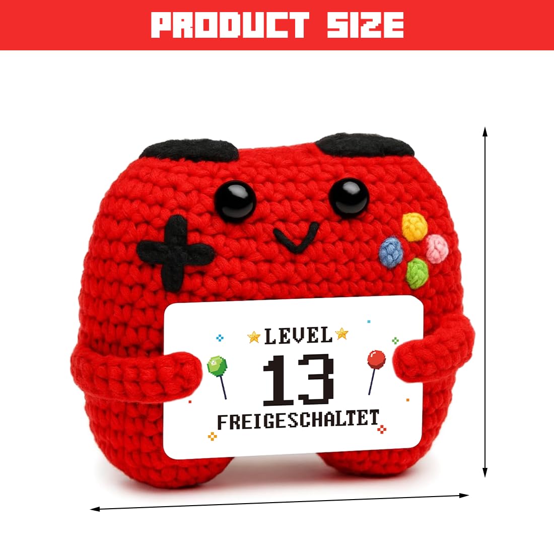 HUKUMA Gehäkelter Gamecontroller, EIN Gamer altert Nicht er levelt, Geschenk zum Geburtstag für Zocker, Pocket Hug Positive Plüsch,Lustige Kleines Geburtstagsgeschenk für Jungen, Nerds und Mädchen