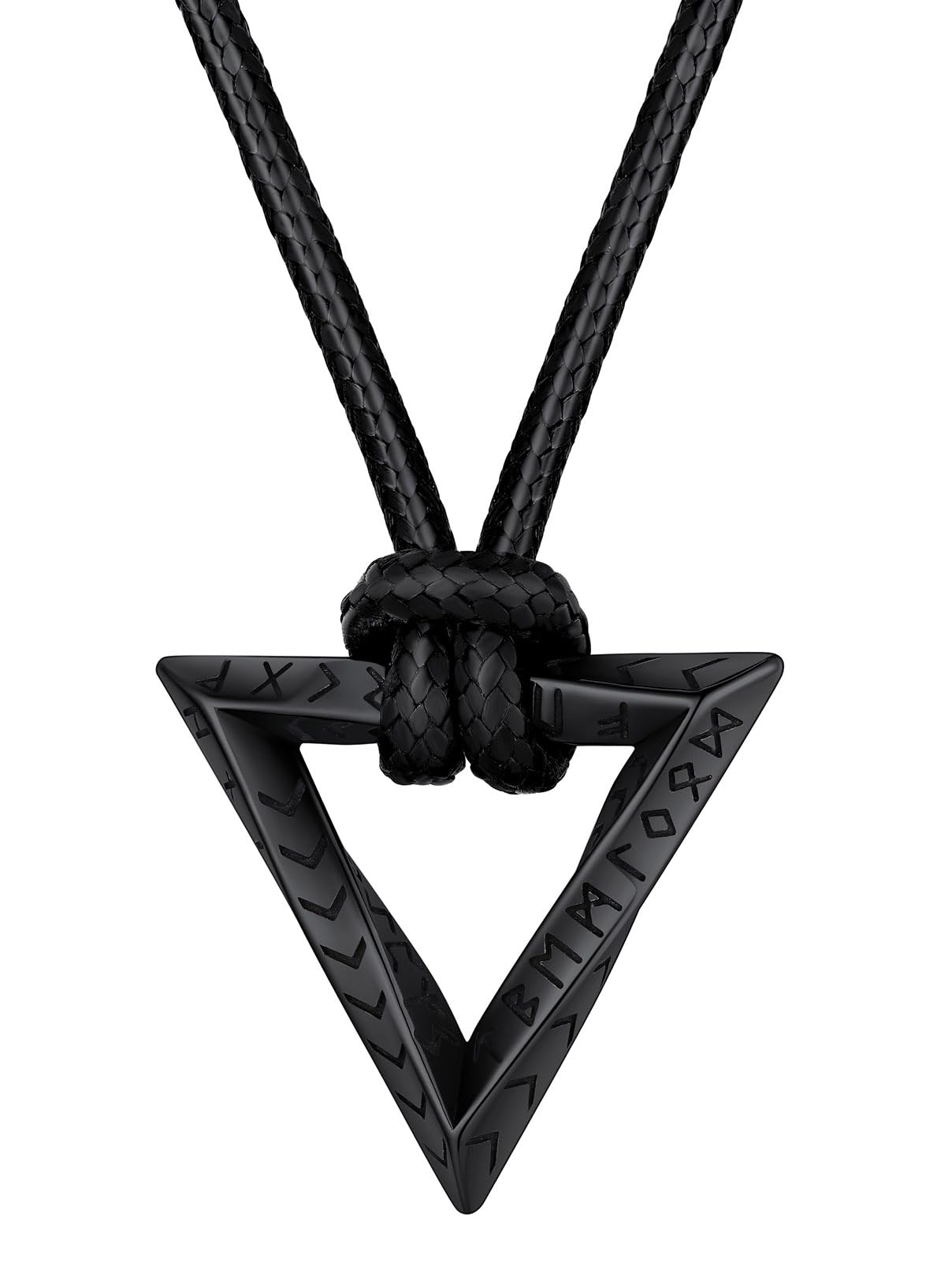 FaithHeart Lederkette Herren Damen Leder Halskette Männer Kette mit Runen Anhänger Edelstahl Lederband mit Mobius Rund/Dreieck/Unendlichkeit Kunstleder Lederhalsband verstellbar Wikinger Schmuck