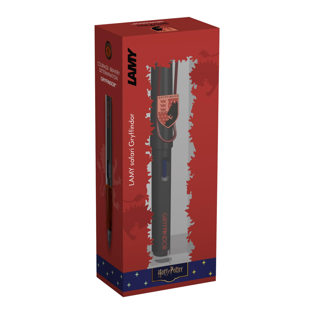 Lamy safari Harry Potter Gryffindor™ Füller – Special Edition Füllhalter mit Wappen des Hauses - Stahlfeder in Strichbreite M – mit ergonomischen Griff – inkl. Tintenpatrone T10 blau – Rechtshänder