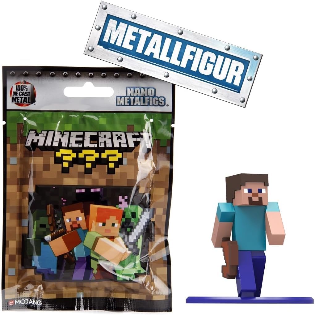 Jada Toys Minecraft Figur (1 Stück in Mystery Blind-Tüte) - 1 von 13 detaillierten Nano Sammelfiguren aus Metall für Fans und Kinder ab 3 Jahre, Welle 5, Auswahl per Zufallslos, je ca. 4 cm