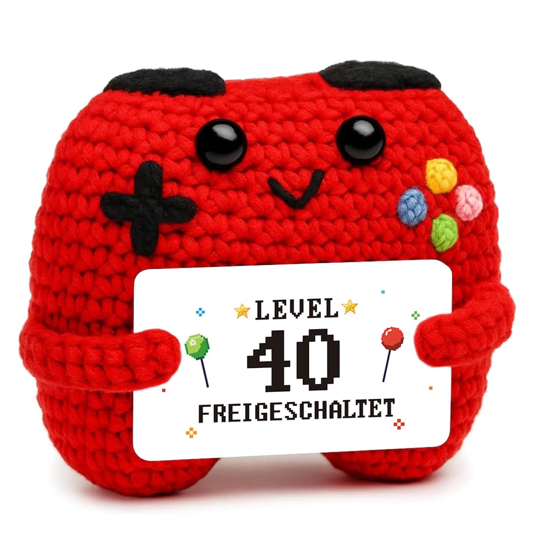 HUKUMA Gehäkelter Gamecontroller, EIN Gamer altert Nicht er levelt, Geschenk zum Geburtstag für Zocker, Pocket Hug Positive Plüsch,Lustige Kleines Geburtstagsgeschenk für Jungen, Nerds und Mädchen
