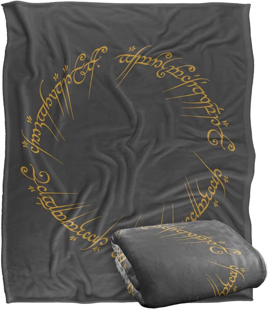 LOGOVISION Lord of THE RINGSOptimalweiche Kuscheldecke mit dem Logo Herr der Ringe, seidig, 152 x 127 cm