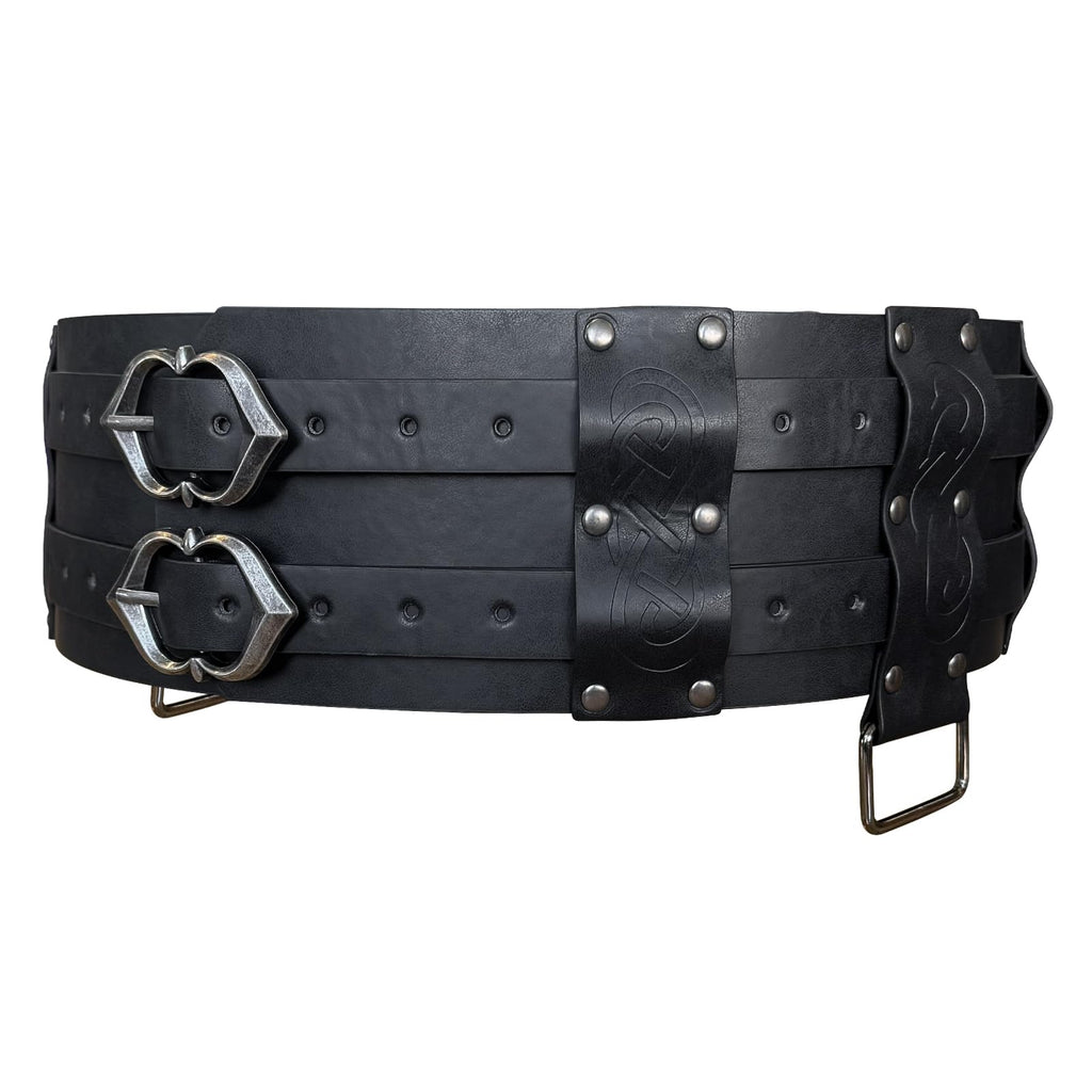 HiiFeuer Wikinger breiter Gürtel, mittelalterlicher Kunstleder Rüstungsgürtel Ritter Korsett Gürtel, LARP Halloween Kostüm