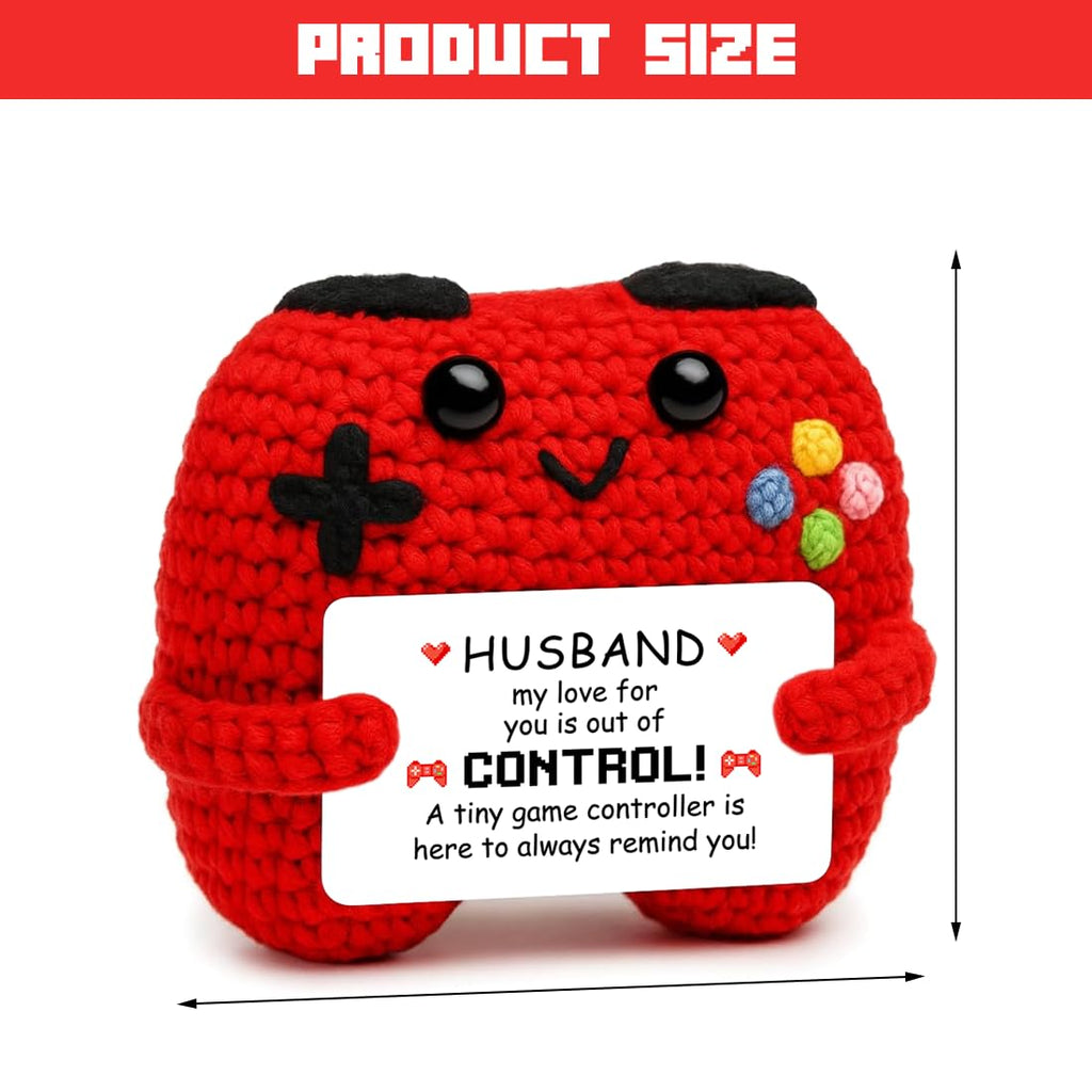 HUKUMA Gehäkelter Gamecontroller, EIN Gamer altert Nicht er levelt, Geschenk zum Geburtstag für Zocker, Pocket Hug Positive Plüsch,Lustige Kleines Geburtstagsgeschenk für Jungen, Nerds und Mädchen