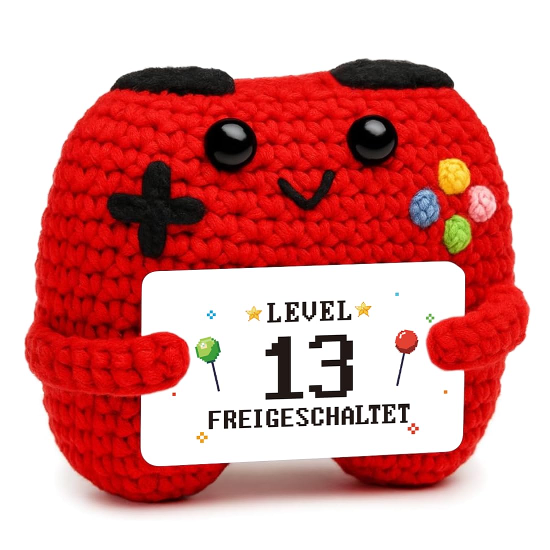 HUKUMA Gehäkelter Gamecontroller, EIN Gamer altert Nicht er levelt, Geschenk zum Geburtstag für Zocker, Pocket Hug Positive Plüsch,Lustige Kleines Geburtstagsgeschenk für Jungen, Nerds und Mädchen