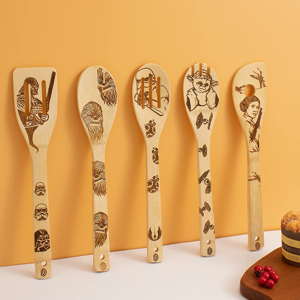 Gravierte Holzlöffel-Set mit 5 – Lustige Harry Geschenke Kochlöffel, Küchenutensilien zum Kochen, Einweihungsgeschenk, Harry Weihnachten Geschenke für Frauen oder Männer (Küche/Deko)