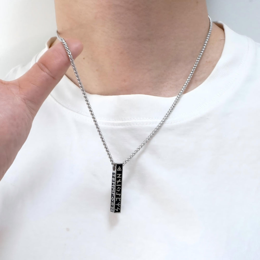 Wikinger Runen Halskette Herren - 60CM Edelstahl Herren Kette, Viking Keltischer knoten Männer Halskette, Schmuck Geschenke für Ehemann Papa Sohn Bruder Freund Weihnachten Geburtstag